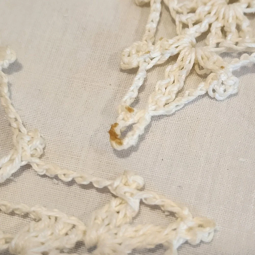 18 Vintage Handmade Crochet Snowflakes Angels Christmas Ornaments Cream Color